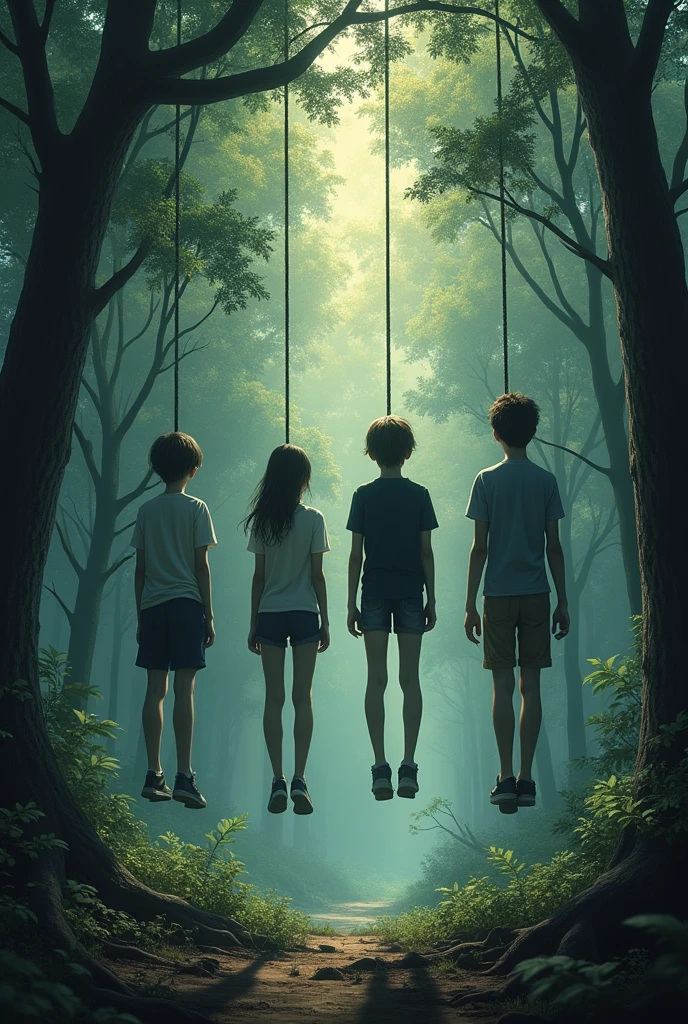 Four highschoolers hanged to death in a forest. 3 boys and 1 girl