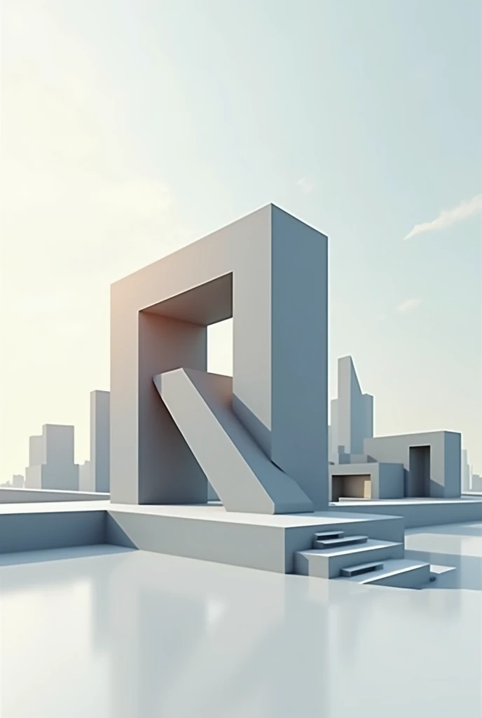 Creative logo about architecture that integrates the letter R in capital letter