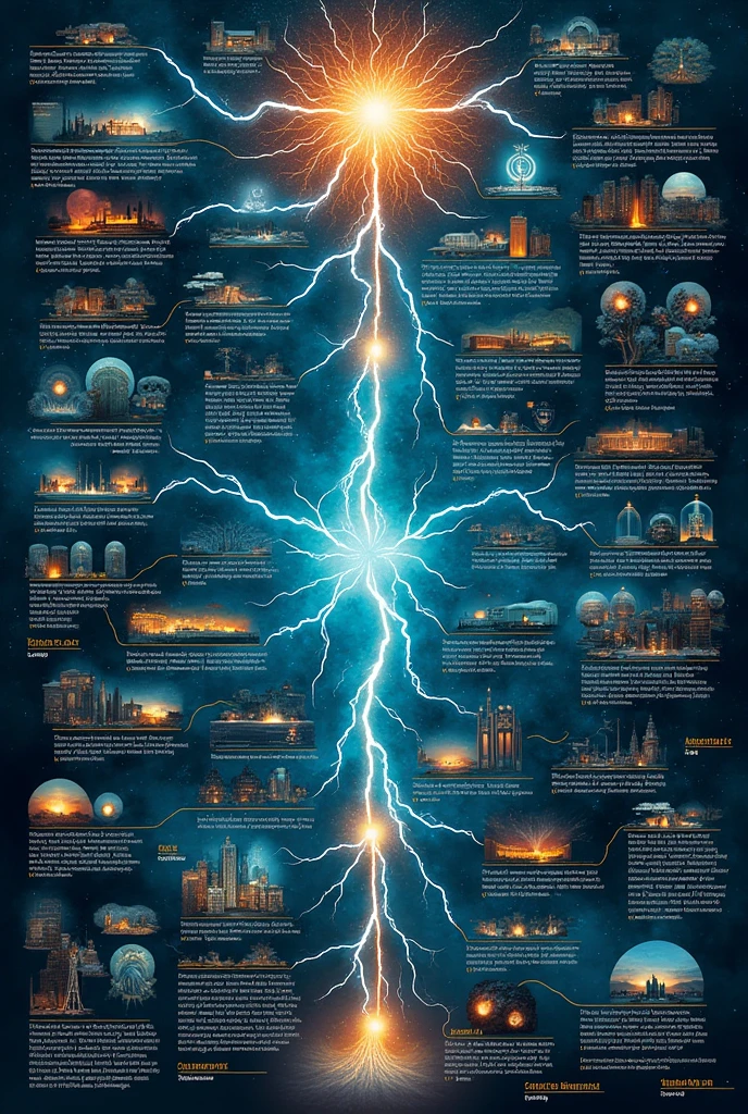 Make a mind map about the History of Electricity.
The mind map should contain the following eras of the History of Electricity:
- Antiquity - Middle Ages and Renaissance - 18th Century - 19th Century - 20th Century - 21st Century For each era, must include the main events, scientists and inventions.