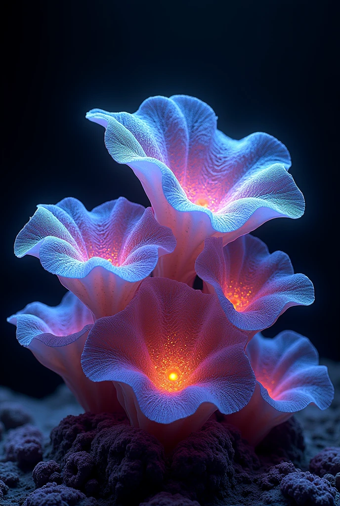 a unit of magical corals all together with a black background