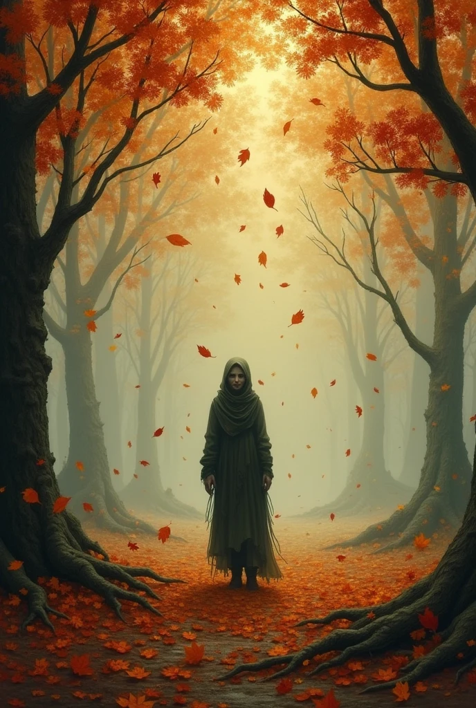 Autumn falling leaves pain suffering sadness