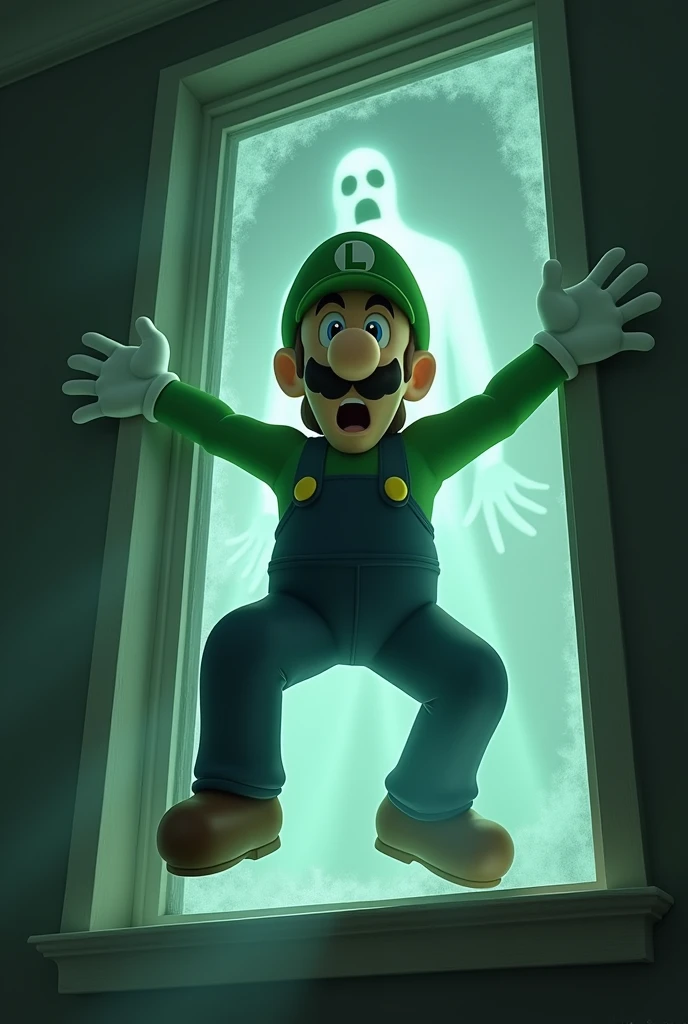 Luigi getting thrown out of a window ghost