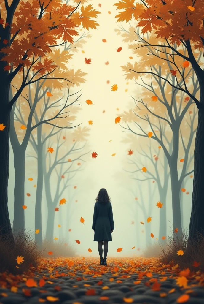 Autumn falling leaves sadness
