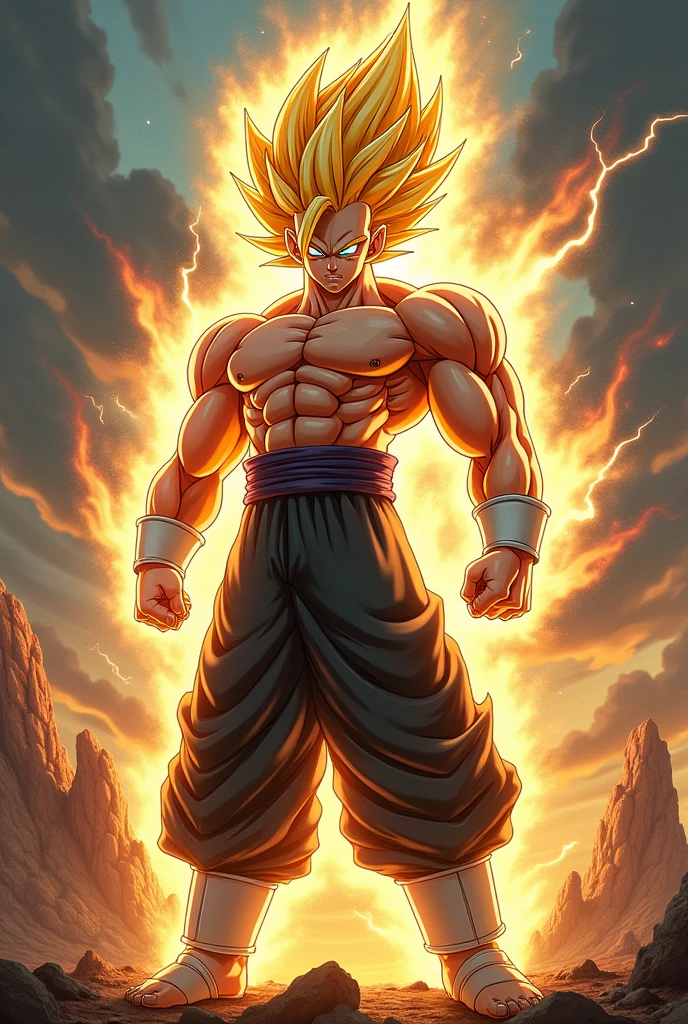 realistic image of the character dragobal z known as koku super saiyan