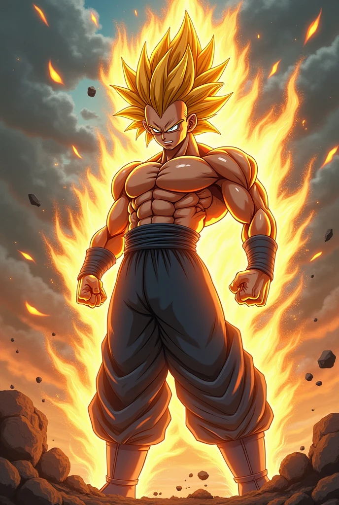 realistic image of the character dragobal z known as koku super saiyan