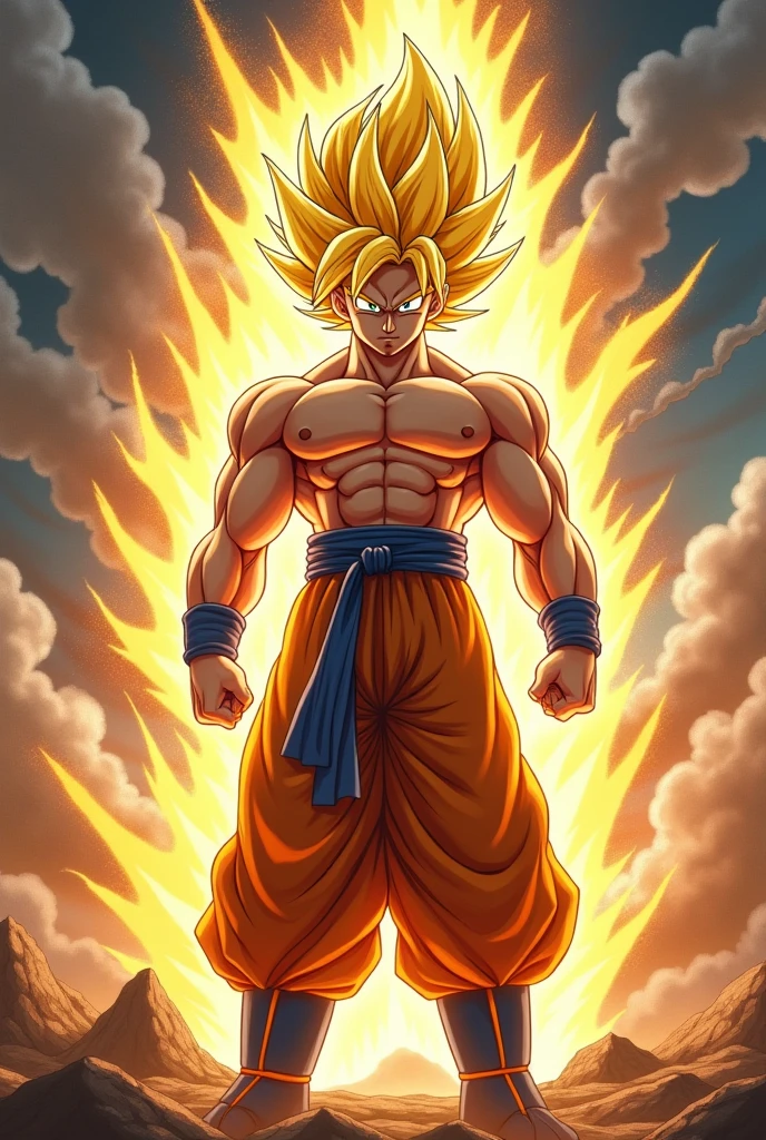 realistic image of the character dragobal z known as koku super saiyan