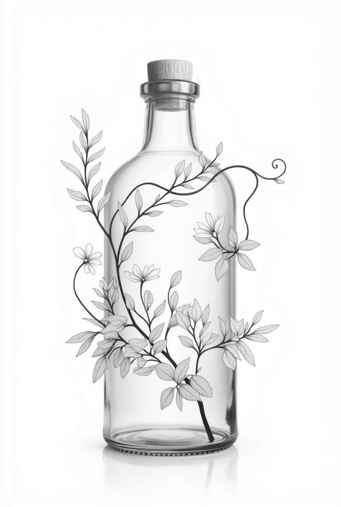 Delicate line drawings of leaves, flowers, or vines wrapping around the bottle. You can choose a single plant type, like eucalyptus or fern, or create a mix of different botanicals for a more intricate design.