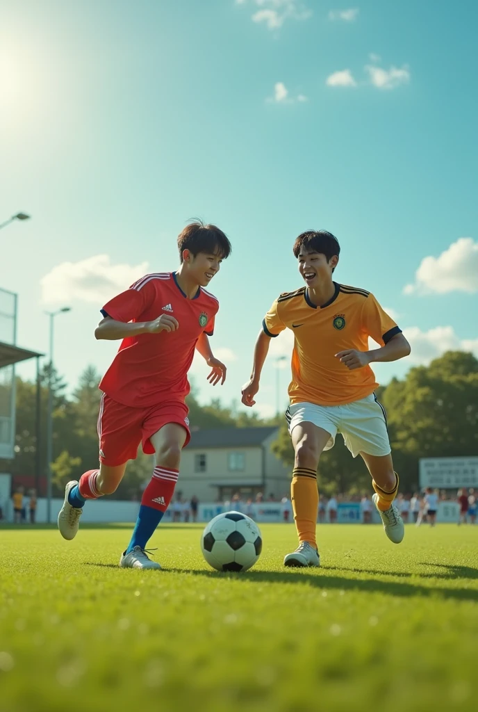 BTS&#39;s Jimin and Jungkook playing soccer 