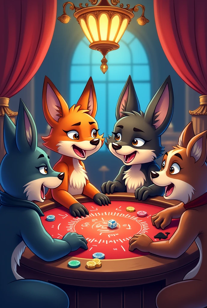 people gambling, using cartoons

