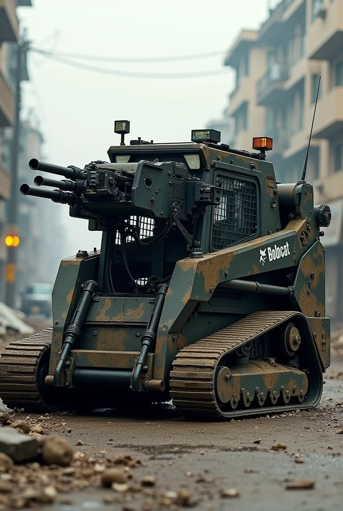 Bobcat s570 skid steer armed with machine guns 