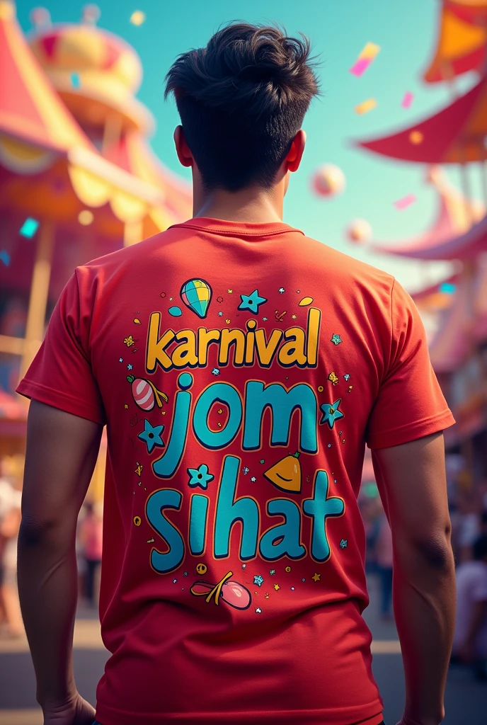 create a t shirt and at the back of t shirt wrote down "Karnival Jom Sihat"
