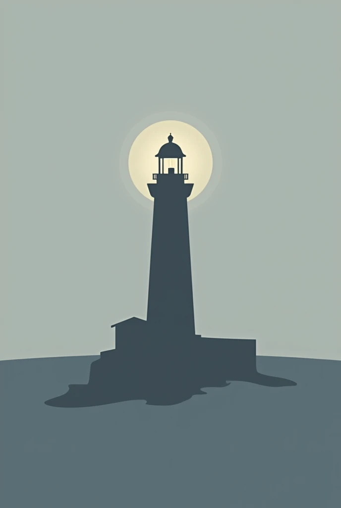 A logo with a minimalist lighthouse
