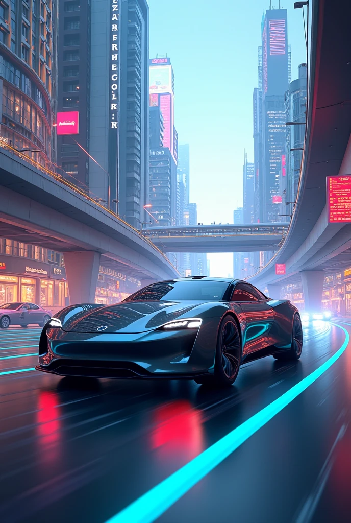 make a cover image about today&#39;s transportation technology with the words "Transportation Technology" add car too