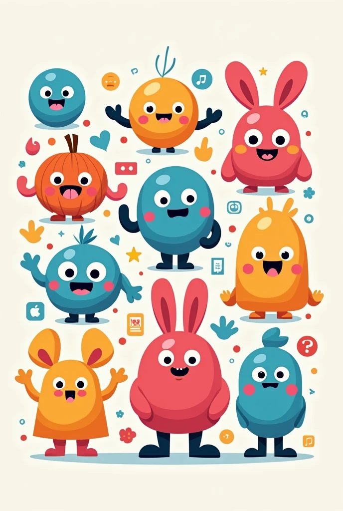 You can create an image that contains several cartoon-style icons., The icons you are going to put are: A DIAMOND, mouse click icon, some gold coins, a gear, two arrows symbolizing a reset, a dog footprint, a shopping basket, two arrows pointing in different directions
