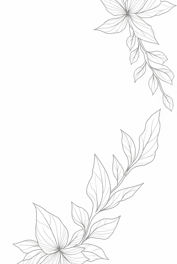Delicate line drawings of leaves, flowers, and vines intertwined in a seamless pattern, floating freely without any background or container. The design can feature a single plant type, like eucalyptus or fern, or a mix of different botanicals, creating an intricate and elegant pattern