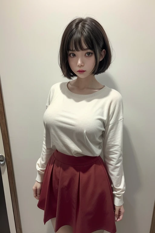 Big Tits,Big Ass,
Costume: A simple style that combines a red jumper skirt with a white blouse。A blood stain design was added to the hem of the skirt.、Creates a slightly old-fashioned impression。
• Makeup: Paint your face white、Use a large black eyeshadow on your eyes、Create a spooky atmosphere。lips are red,、Draw the corners of the mouth slightly elongated.。Her hair is a short bob、Cut your bangs straight。