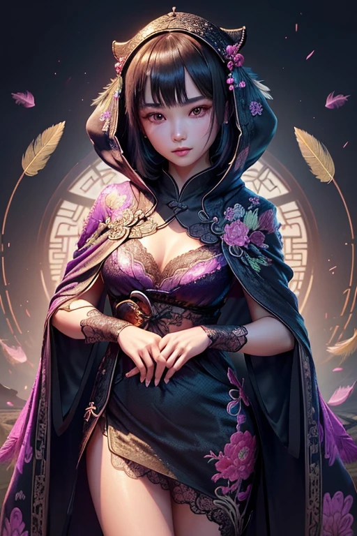 during night、body complet、(((Wearing fluorescent fabric:harem outfit、Suzhou embroidery technology:Lace sequin cloak woven from feathers)))、jewlery、Masterpiece、best quality、Official Art、Highly detailed 3DCG Unity 8k、(##tattoo##、The tattoo、~+The tattoo)、(Perfect female curves、huge-breast)、(a captivating gaze)、toward to the camera、Pink lips、Delicate fingers and hands、Magic Hour、Rembrandt Lighting、Front lighting、Fill Lighting、 hard shadows、Arnold Renders、