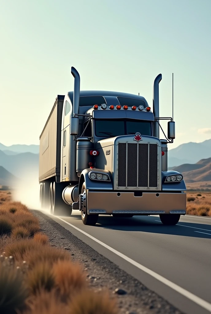 Canadian truck on the road in grey colour