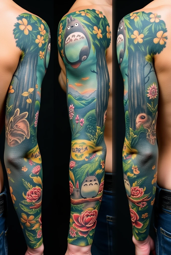 A tattoo sleeve that is present in the gibhli studio
