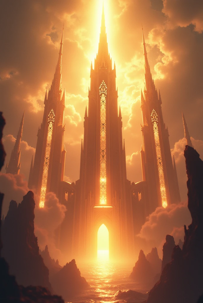 "Create a cover art for a Gospel track titled 'Shining Towers' by KENNY GOT beats. The design should be uplifting, featuring radiant towers and a spiritual, inspiring atmosphere."