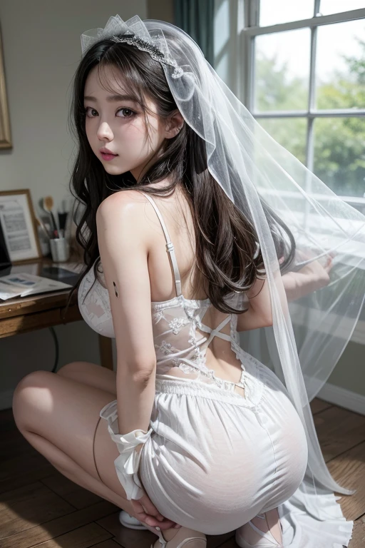 Big Tits,Big Ass,
• Costumes: A white dress with a thin veil、Create a classic feel。The dress has an old music sheet print on it.、White ballet shoes on her feet。
• Makeup: Paint the whole face white、Draw black musical notes or lines around the eyes。The eyeshadow is grey、Lips are also painted a light grey。Her hair is long and wavy、I feel a little disorganized。