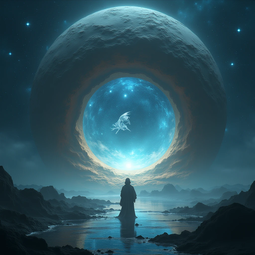 an eye,The flying dragon flies out from the pupil of the eyeball。 Immerse yourself in this fascinating meditation experience, The Serenity of the Jedi Mirrors the Serenity of Alien Worlds. This video invites you to explore the deep connection between the Force and the cosmic wonders of an unknown planet, Provide a unique、Immersive Meditation Journey."