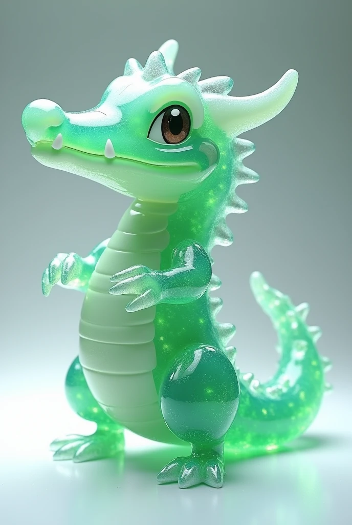 Transparent green ice alligator with pokemon style horns