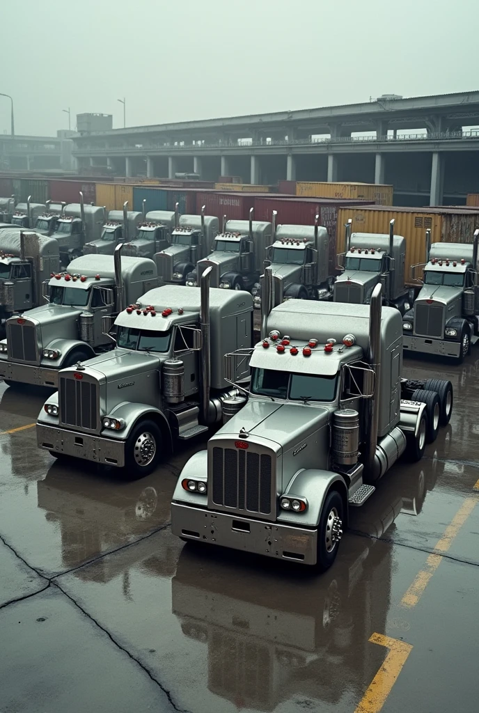 Canadian trucks inyard in grey colour