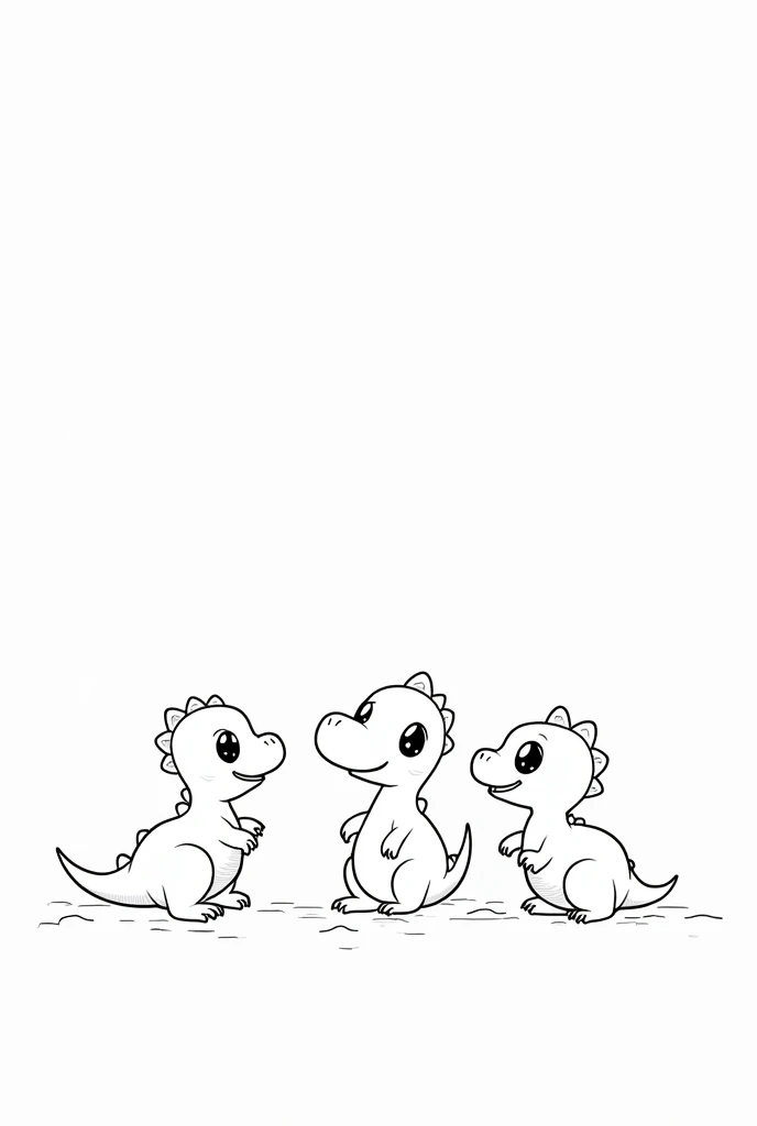 Three baby dinosaurs to color