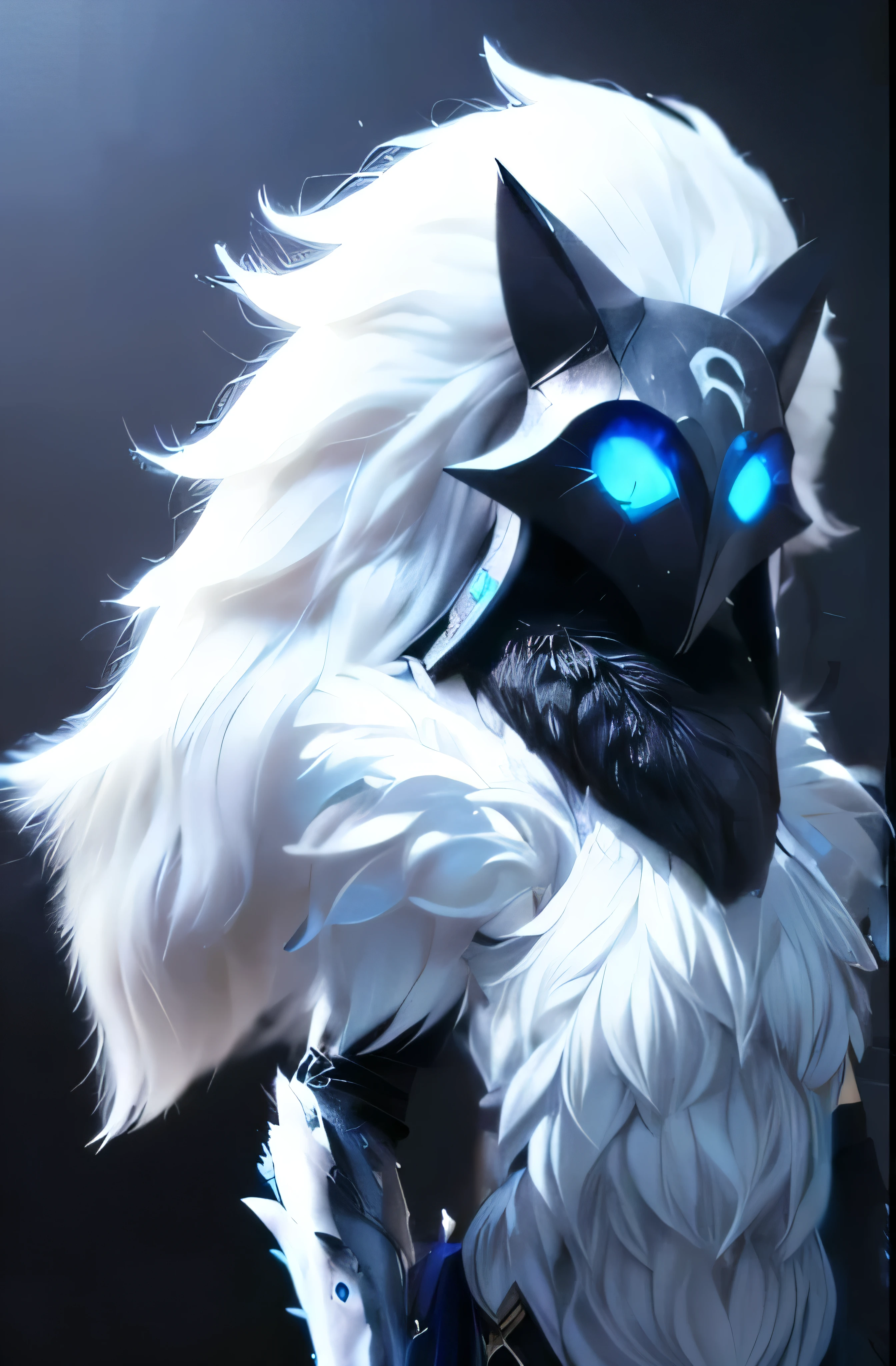 white fluffy fur, marked part is from the left shoulder