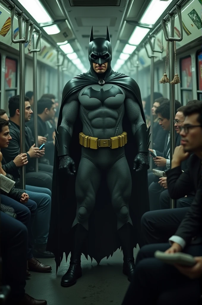 Batman on a crowded bus