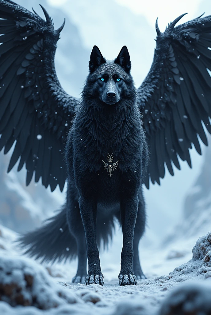 Black Siberian Rusky with wings
