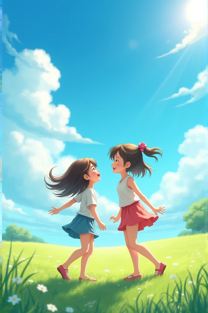 Two girls under the summer sky 