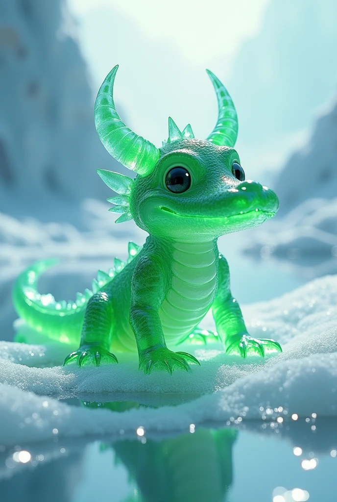 Transparent Green Cold Ice Baby Alligator with Horns