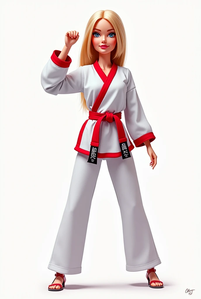 Barbie in taekwondo outfit