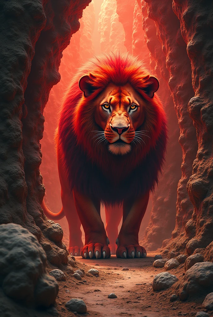Loin in a red colour into tha a ant with her body