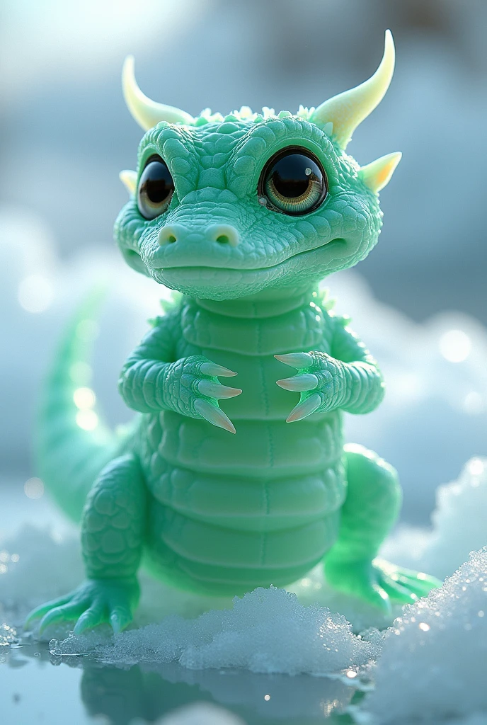 Transparent Green Cold Ice Baby Alligator with Horns