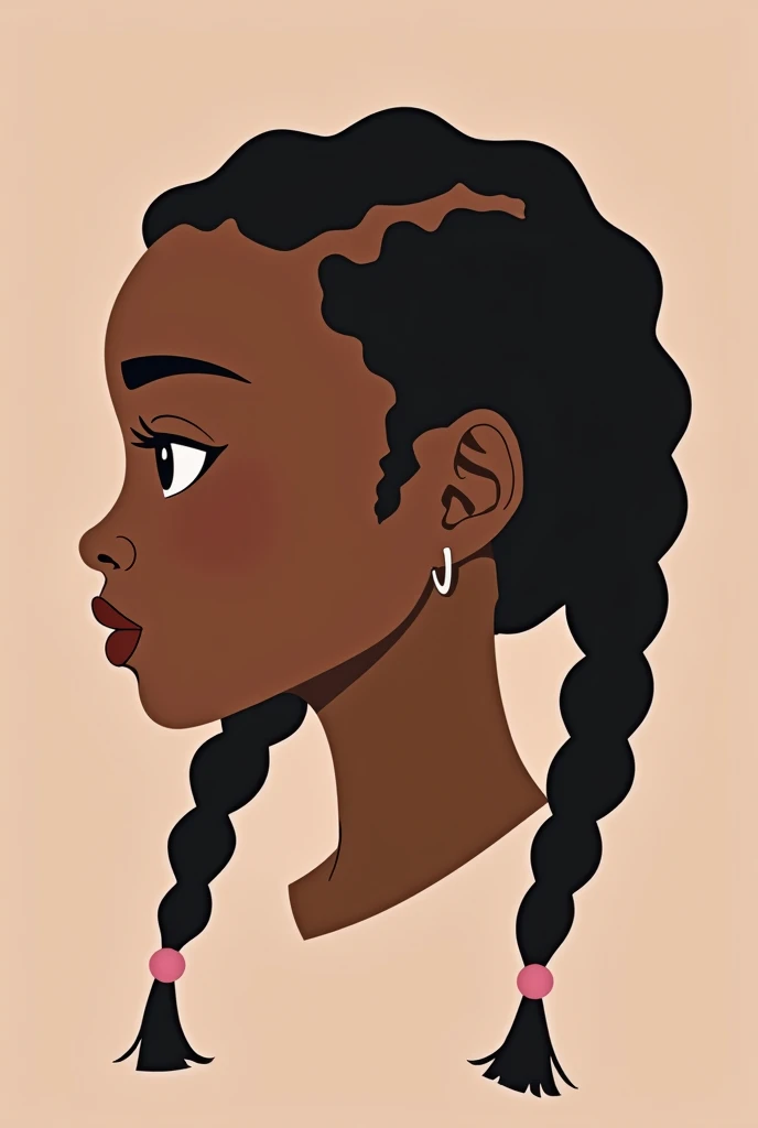 create a very minimalist colored drawing of an black girl with braided hair