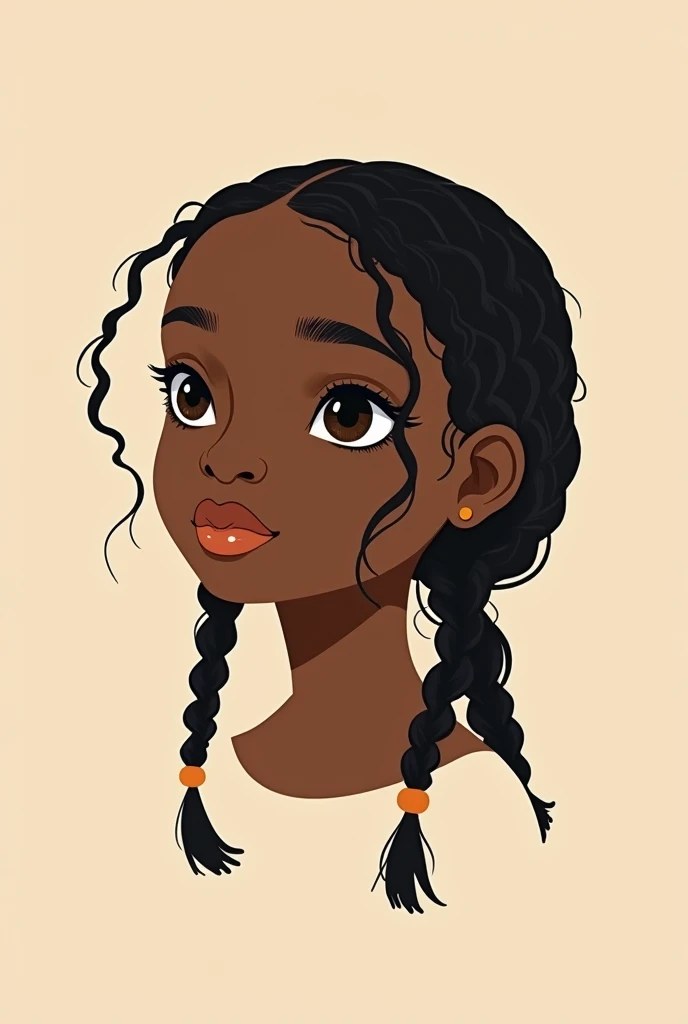 create a very minimalist colored drawing of an black girl with braided hair