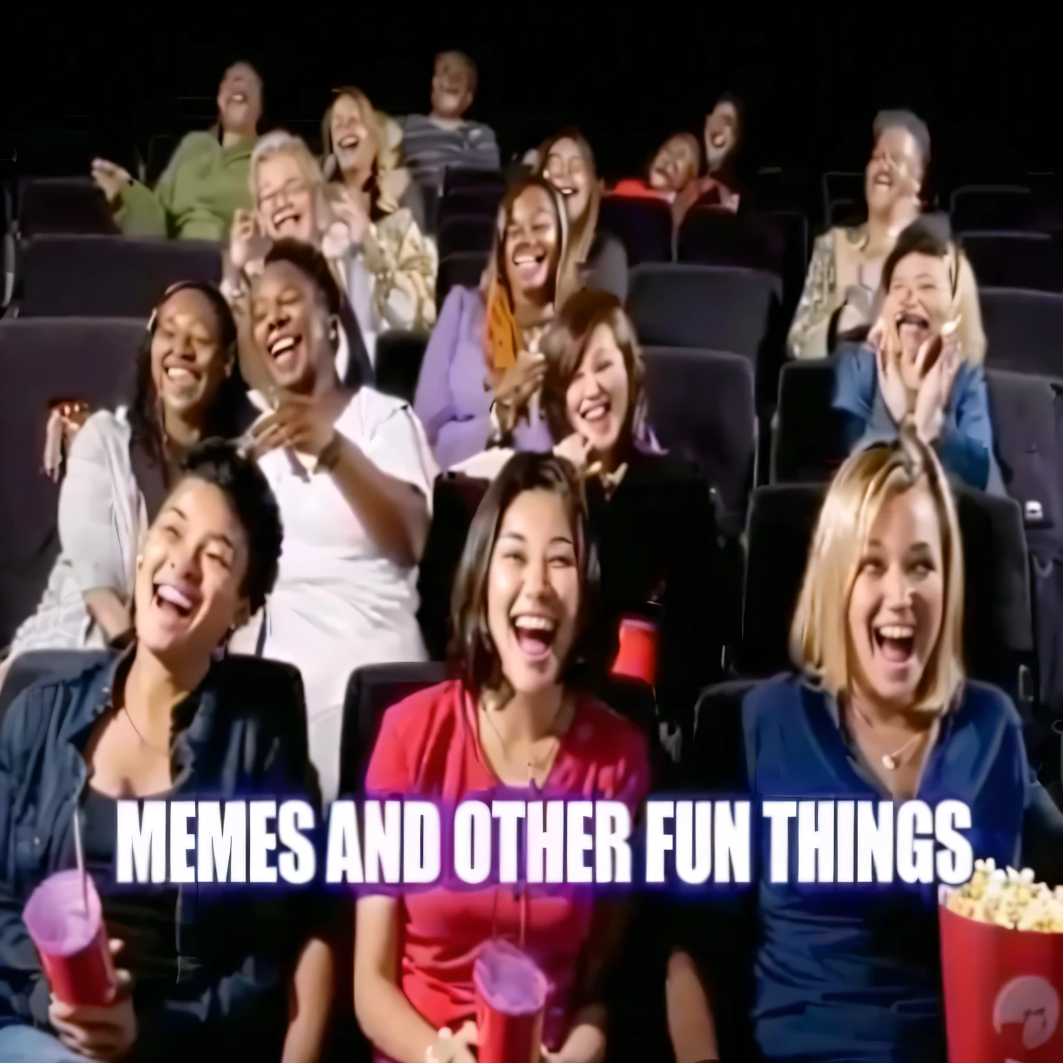 arafed group of people sitting in a theater with popcorn and laughing, everyone having fun, the funniest meme ever, funniest meme ever, other stuff, funny meme, meme template, very excited, relatable, reddit meme, funny meme photo, really funny, memes, very funny, meme format, meme, enthusiastic crowd, that's right, having a great time