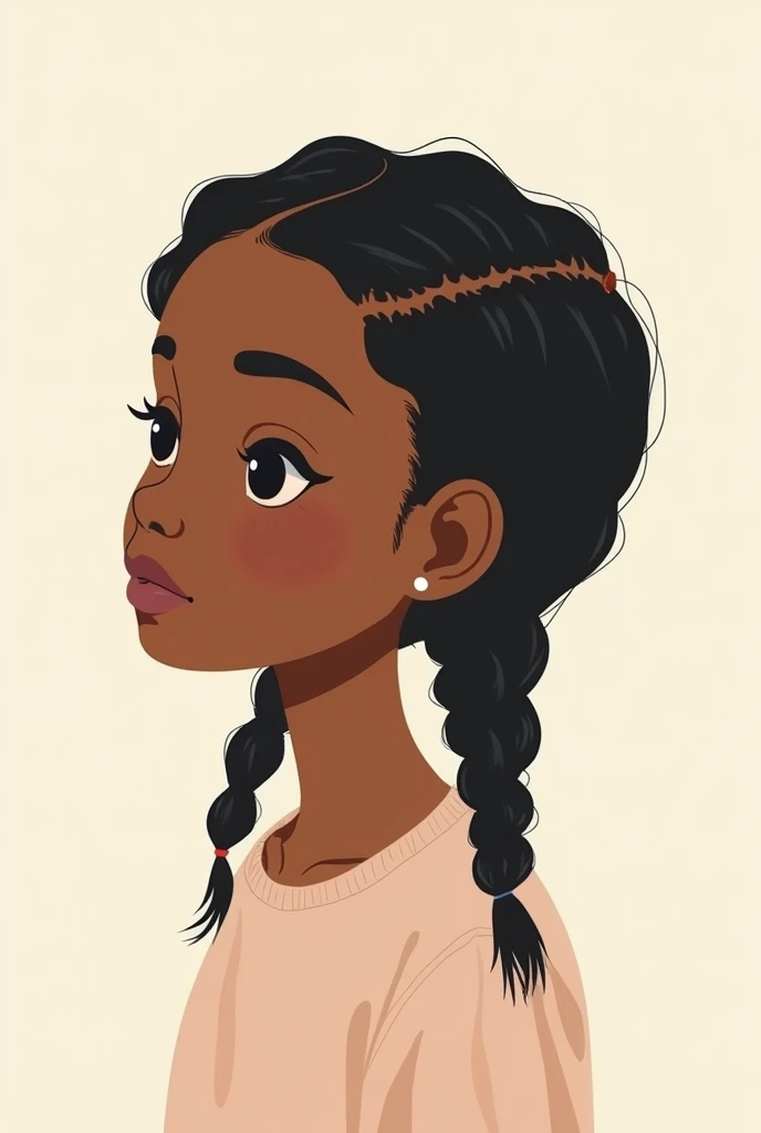 create a very minimalist colored drawing of a black girl with braided hair