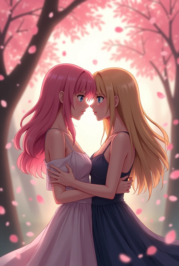 Create a picture of sakura and ino in lesbian love
