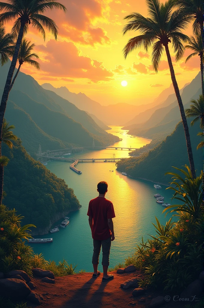 I need you to create a drawing for me based on this poem:
> "Panama, land of my love,  
> In you I sing and I magnify myself,  
> Even if the whole world doesn&#39;t know you,  
> I remember you in every verse."