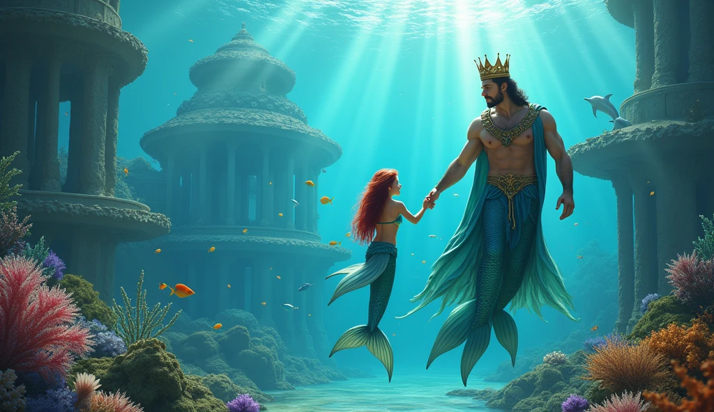 King Merman showed the imaginary Kingdom of Atlantis to his mermaid daughter Ariel