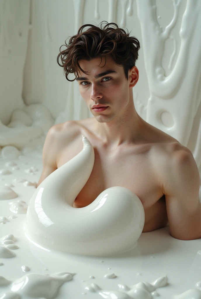 shawn mendes , with big sitting , full of milk