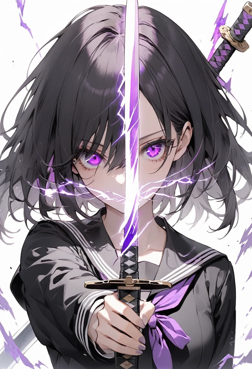 masterpiece, vampire boy,best quality, ultra-detailed, illustration, close-up, straight on, face focus, solo,, short hair, city, sunlight,(Soft glow:1.1),light smile,8k, best quality, ultra high res, vampire male, high quality,cyberpunk style, male,wearing round glasses, sci-fi, anime vampire boy, ((white purple Black mixed hair)), half red half purple eyes, wearing round glasses, silver cross necklace, black rings, fangs, smile, wearing a big cybercoatwith different lighting in it , long big cybernetic scythe, outsideon Japanese street,