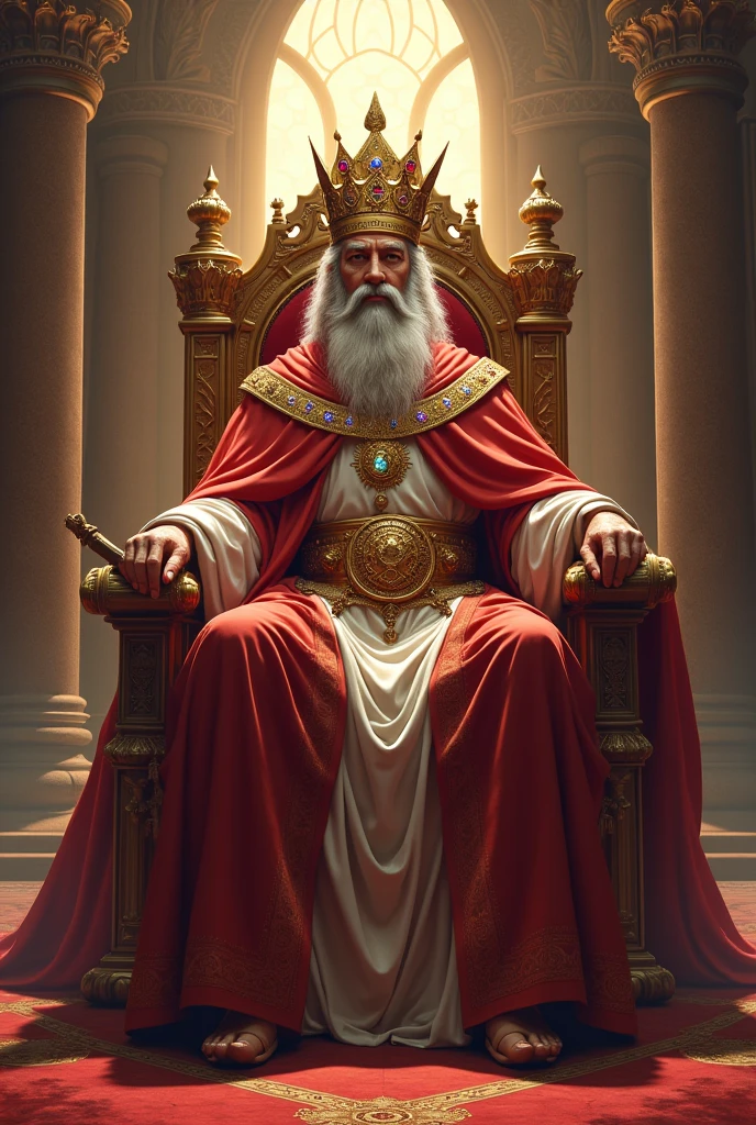 King Solomon sitting on the throne