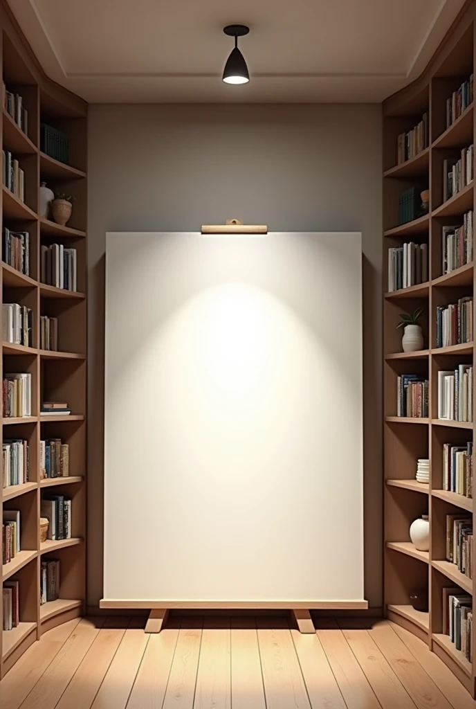 Generate an empty canvas in a small room with two bookcases full of books