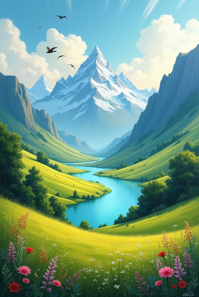 a painting of a landscape