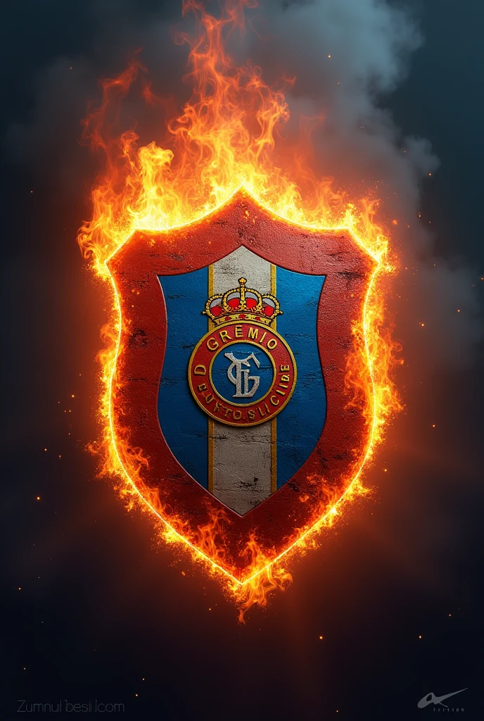 Gremio football club crest on fire